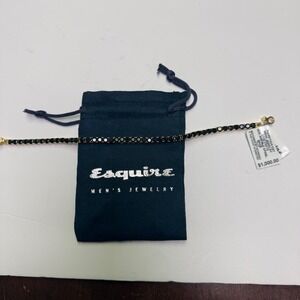 Esquire Tennis Bracelet Mens 8.5" Black Gold Over Silver 4mm Spinel Gems ESB1287